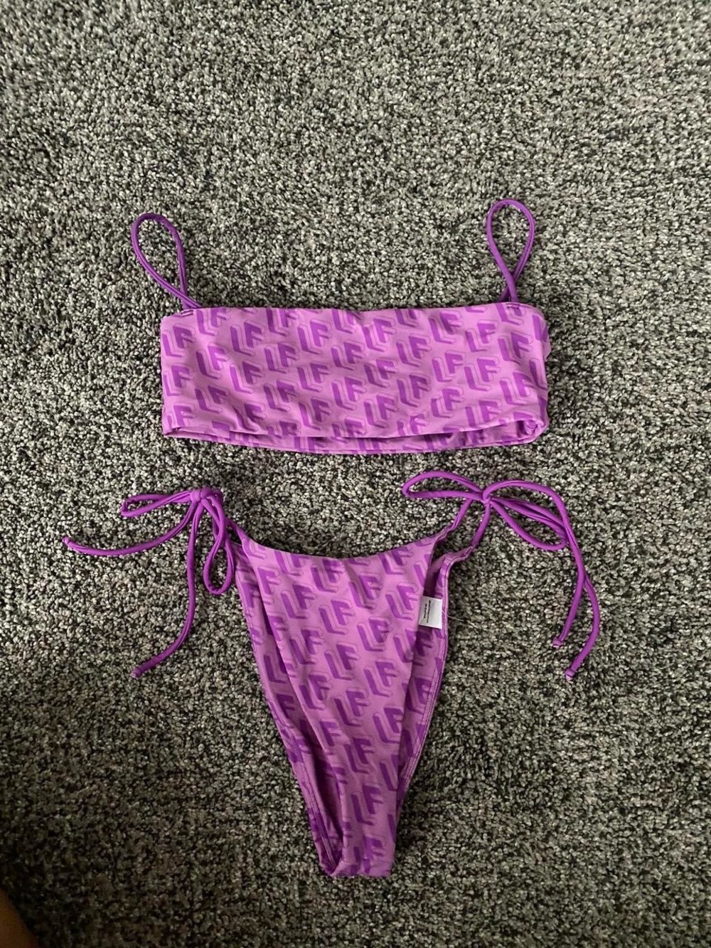 Lovers + Friends Lilac Logo-Print Bandeau Two-Piece Set - Picture 3 of 3